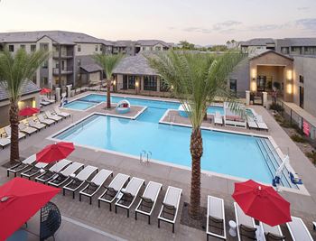 Pool with lap lane & spa